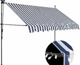 Vidaxl - Manual Retractable Awning with LED 300 cm Blue and White Multicolour 8719883761640 8719883761640