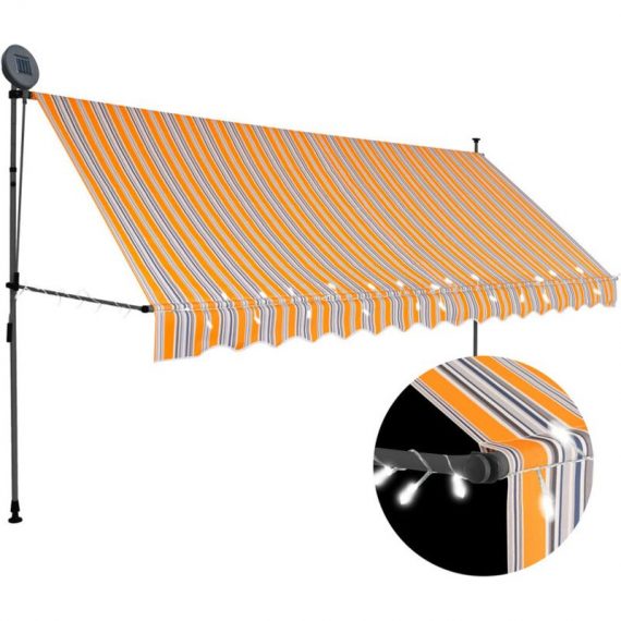 Vidaxl - Manual Retractable Awning with LED 350 cm Yellow and Blue Multicolour 8719883761725 8719883761725
