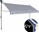 Vidaxl - Manual Retractable Awning with led 350 cm Blue and White Multicolour 8719883761657 8719883761657