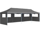 Folding Pop-up Party Tent with 5 Sidewalls 3x9 m Anthracite Vidaxl Anthracite 8718475706694 8718475706694
