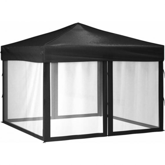 Folding Party Tent with Sidewalls Black 3x3 m vidaXL - Black 8720286974667 8720286974667