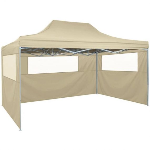 Topdeal Foldable Tent with 3 Walls 3x4.5 m Cream VDTD29138 VDTD29138_UK