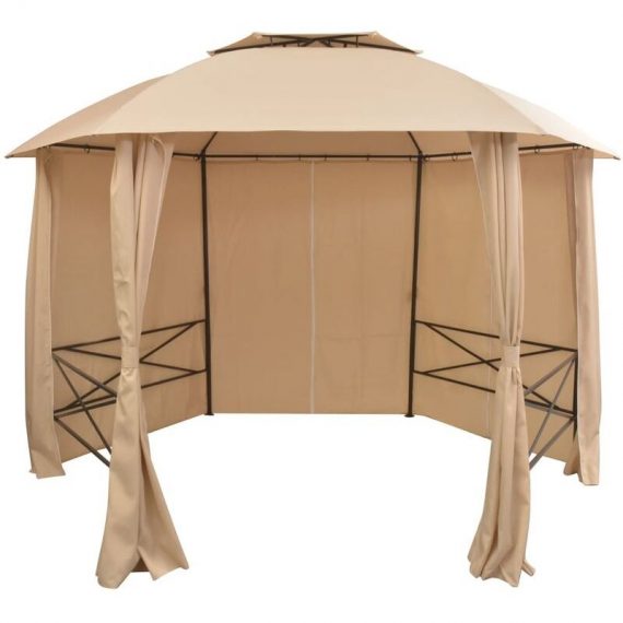 Topdeal - Garden Marquee Pavilion Tent with Curtains Hexagonal 360x265 cm VDFF27547_UK VDFF27547_UK