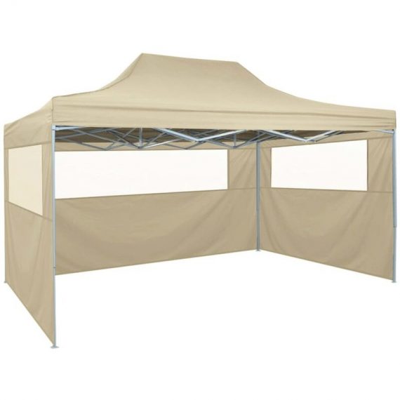Foldable Tent Pop-Up with 4 Side Walls 3x4.5 m Cream White VDTD27060 - Topdeal VDTD27060_UK