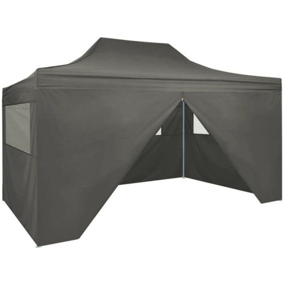 Topdeal - Foldable Tent Pop-Up with 4 Side Walls 3x4.5 m Anthracite VDTD29136 VDTD29136_UK