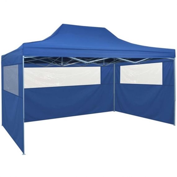 Foldable Tent Pop-Up with 4 Side Walls 3x4.5 m Blue VDTD27059 - Topdeal VDTD27059_UK