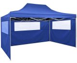 Topdeal - Foldable Tent with 3 Walls 3x4.5 m Blue VDTD29137 7738214920236 VDTD29137_UK