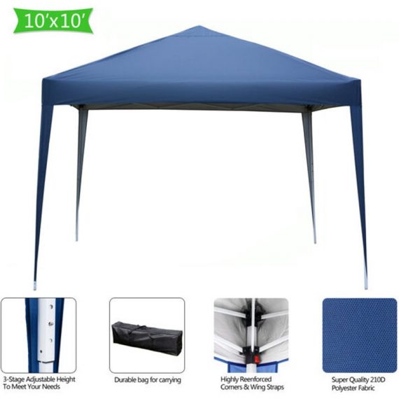 Langray - 3 x 3m Practical Waterproof Right-Angle Folding Tent Blue SYUK00085