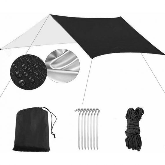 Litzee - Rain Tarp, 3*3 Meters Rain Tarp, Waterproof Camping Rain Tarp, Waterproof Tent Canvas Hiking Shelter, Camping Tarp, Camping Tarp for Outdoor 9381719163066 LI010044