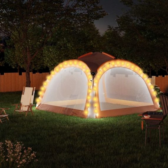 Party Tent with led and 4 Sidewalls 3.6x3.6x2.3 m Grey&Orange - Hommoo DDvidaXL93077_UK