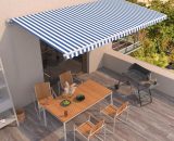 Hommoo - Manual Retractable Awning 600x350 cm Blue and White DDvidaXL3069036_UK
