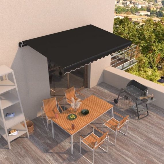 Manual Retractable Awning 450x350 cm Anthracite - Hommoo DDvidaXL3069199_UK