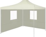 Professional Folding Party Tent with 2 Sidewalls 2x2 m Steel Cream - Hommoo DDvidaXL48881_UK