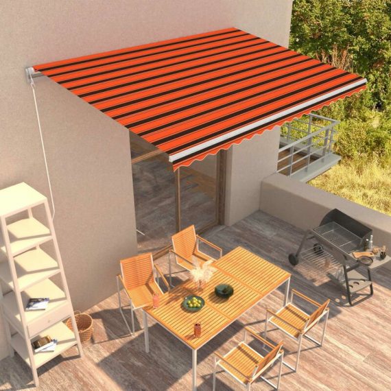 Manual Retractable Awning 450x300 cm Orange and Brown - Hommoo DDvidaXL3051219_UK