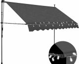 Manual Retractable Awning with led 300 cm Anthracite - Hommoo DDvidaXL145866_UK