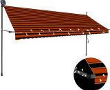 Manual Retractable Awning with led 400 cm Orange and Brown - Hommoo DDvidaXL145882_UK