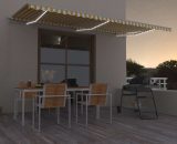Hommoo - Manual Retractable Awning with LED 600x350 cm Yellow and White DDvidaXL3069043_UK