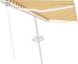 Manual Retractable Awning with led 400x300 cm Yellow and White - Hommoo 7685213054045 DDvidaXL3069543_UK