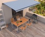 Manual Retractable Awning 600x350 cm Blue and White - Hommoo DDvidaXL3069236_UK