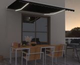 Hommoo - Manual Retractable Awning with LED 450x350 cm Anthracite DDvidaXL3069004_UK