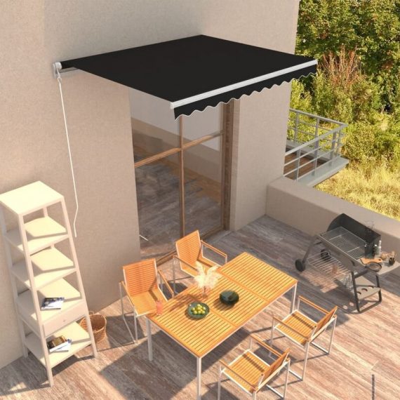 Manual Retractable Awning 300x250 cm Anthracite - Hommoo DDvidaXL3051197_UK