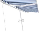 Hommoo - Manual Retractable Awning with LED 500x300 cm Blue and White 7685213054175 DDvidaXL3069581_UK