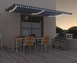 Hommoo - Manual Retractable Awning with LED 600x350 cm Blue and White DDvidaXL3069241_UK