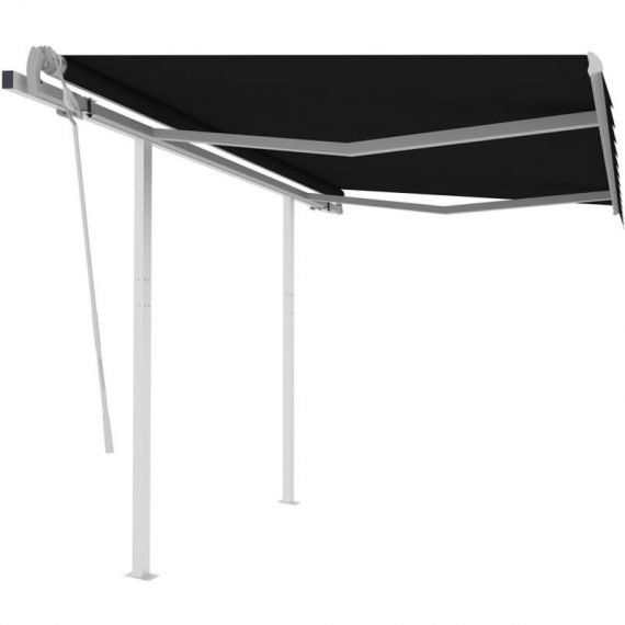 Manual Retractable Awning with Posts 3x2.5 m Anthracite - Hommoo DDvidaXL3069899_UK