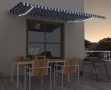 Hommoo - Manual Retractable Awning with LED 500x350 cm Blue and White DDvidaXL3069021_UK