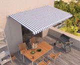 Hommoo - Manual Retractable Awning 500x350 cm Blue and White 7685213029531 DDvidaXL3069016_UK
