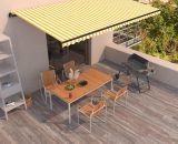 Manual Retractable Awning 600x350 cm Yellow and White - Hommoo DDvidaXL3069238_UK