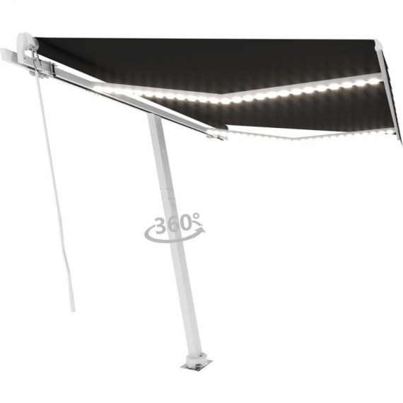 Manual Retractable Awning with led 300x250 cm Anthracite - Hommoo DDvidaXL3069504_UK