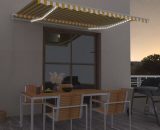 Hommoo - Manual Retractable Awning with LED 400x300 cm Yellow and White DDvidaXL3068903_UK