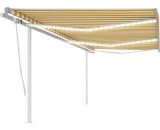 Hommoo - Manual Retractable Awning with LED 6x3.5 m Yellow and White DDvidaXL3070083_UK