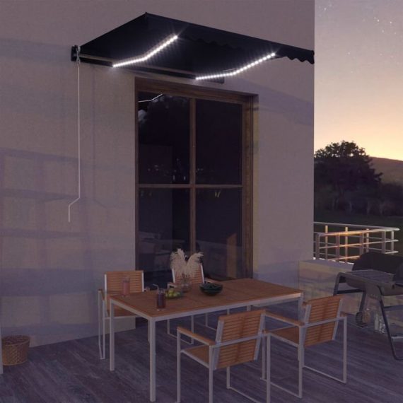 Manual Retractable Awning with led 300x250 cm Anthracite - Hommoo DDvidaXL3051243_UK