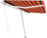 Manual Retractable Awning with led 400x300 cm Orange and Brown - Hommoo DDvidaXL3069545_UK