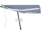 Hommoo - Manual Retractable Awning with LED 400x300 cm Blue and White DDvidaXL3069741_UK