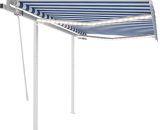 Manual Retractable Awning with led 3x2.5 m Blue and White - Hommoo DDvidaXL3069901_UK