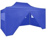 Professional Folding Party Tent with 4 Sidewalls 3x4 m Steel Blue - Hommoo DDvidaXL48891_UK