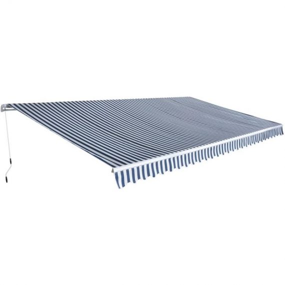 Hommoo - Folding Awning Manual-Operated 600 cm Blue and White VD26825 8077789500207 VD26825_UK