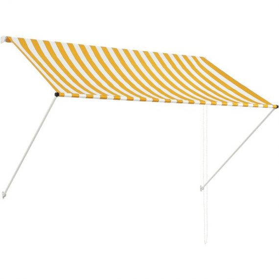 Retractable Awning 200x150 cm Yellow and White VD05648 - Hommoo VD05648_UK