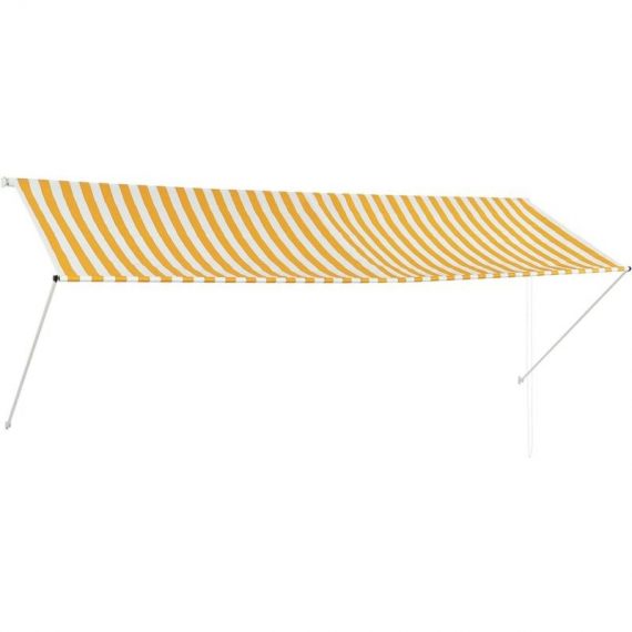 Hommoo - Retractable Awning 350x150 cm Yellow and White VD05651 8077889670350 VD05651_UK