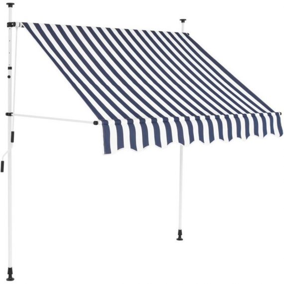 Hommoo - Manual Retractable Awning 200 cm Blue and White Stripes VD27583 VD27583_UK