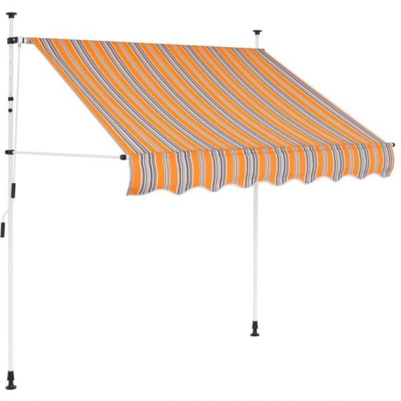 Manual Retractable Awning 150 cm Yellow and Blue Stripes VD27588 - Hommoo VD27588_UK