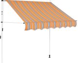 Manual Retractable Awning 200 cm Yellow and Blue Stripes VD27589 - Hommoo VD27589_UK