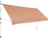 Hommoo - Manual Retractable Awning 350 cm Yellow and Blue Stripes VD27592 8077889600999 VD27592_UK