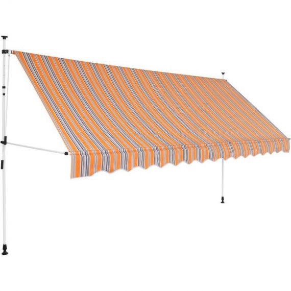 Hommoo - Manual Retractable Awning 350 cm Yellow and Blue Stripes VD27592 8077889600999 VD27592_UK