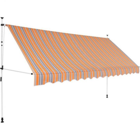 Manual Retractable Awning 400 cm Yellow and Blue Stripes VD27593 - Hommoo VD27593_UK