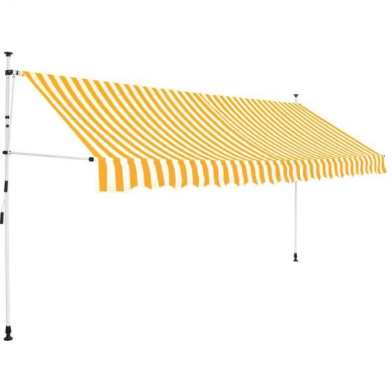 Hommoo - Manual Retractable Awning 350 cm Yellow and White Stripes VD27598 8077889760051 VD27598_UK
