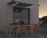 Hommoo - Manual Retractable Awning with LED 300x250 cm Blue and White 7685213029234 DDvidaXL3068861_UK